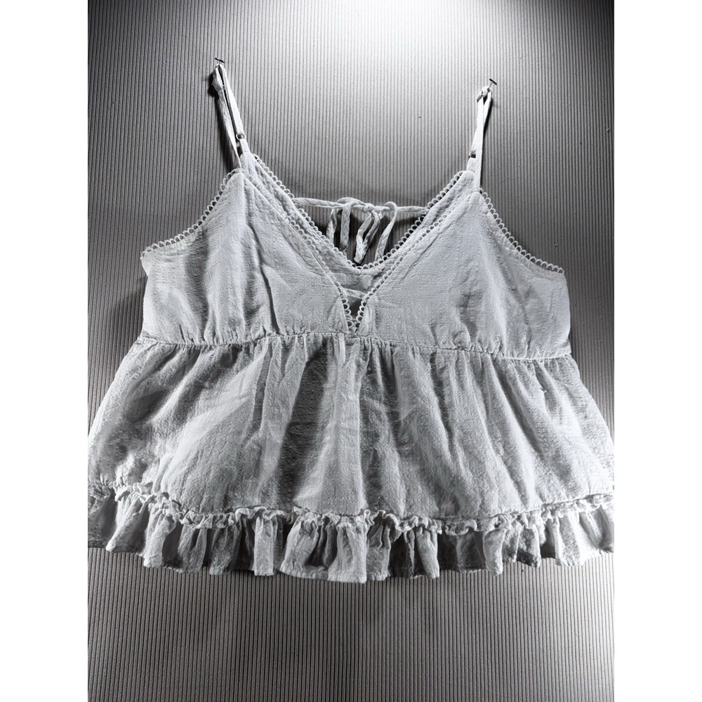 Babydoll Womens Top Ruffle Hem Lace Trim White Swiss Dot By Shop Neighbor S Boho